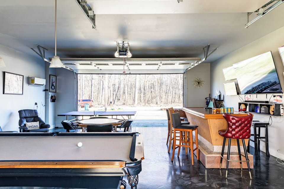 Game room, let the air in when it's warm