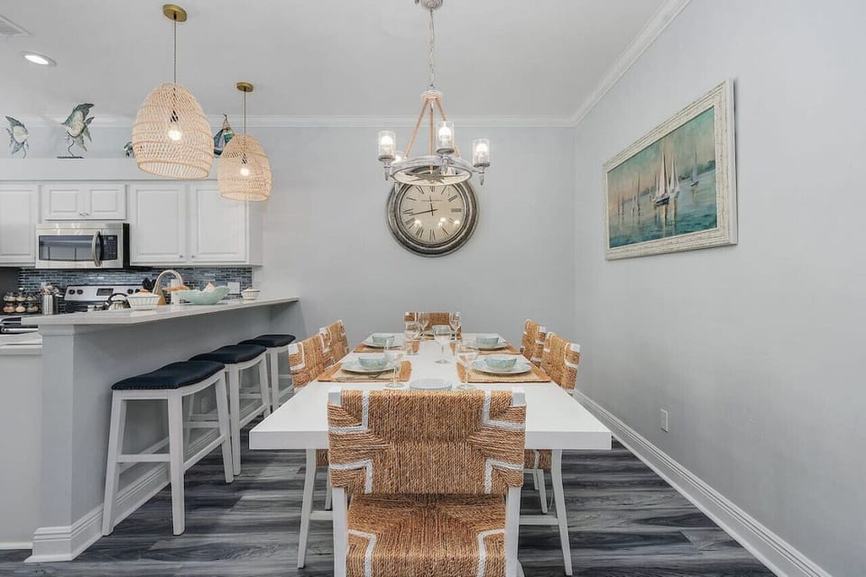 Sociable open concept dining area with seating for 6