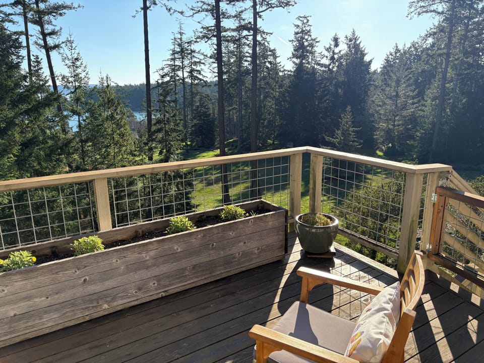 Step onto your private deck surrounded by towering evergreens, where morning coffee and peaceful forest views create the perfect retreat.