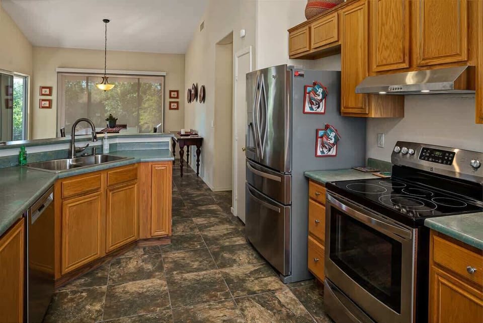 The kitchen is fully-equipped for home-cooked meals