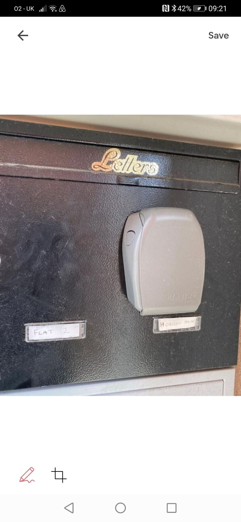 Lock box situated on letter box