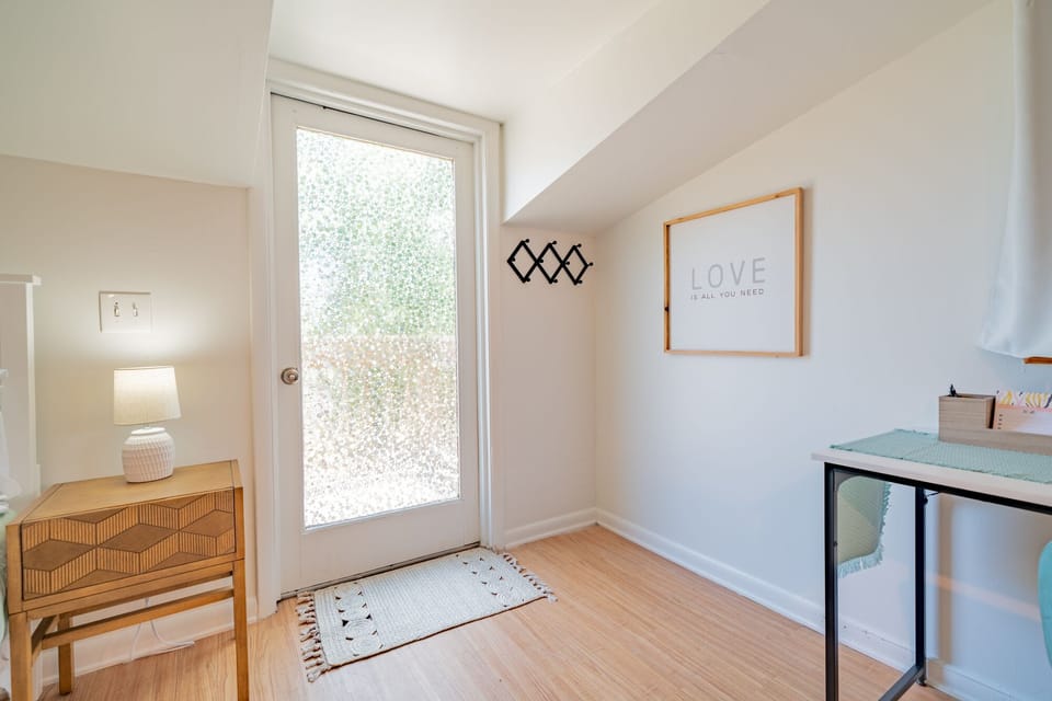 Upstairs door takes you to an exterior staircase