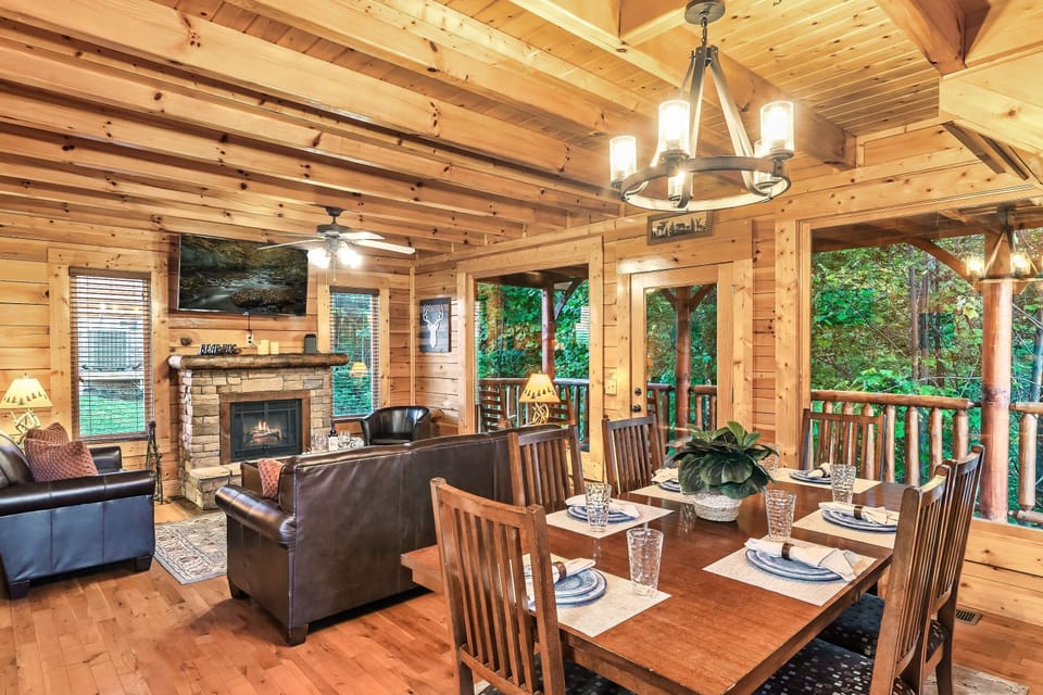 You will love the view of the trees while you eat with your family and friends. 