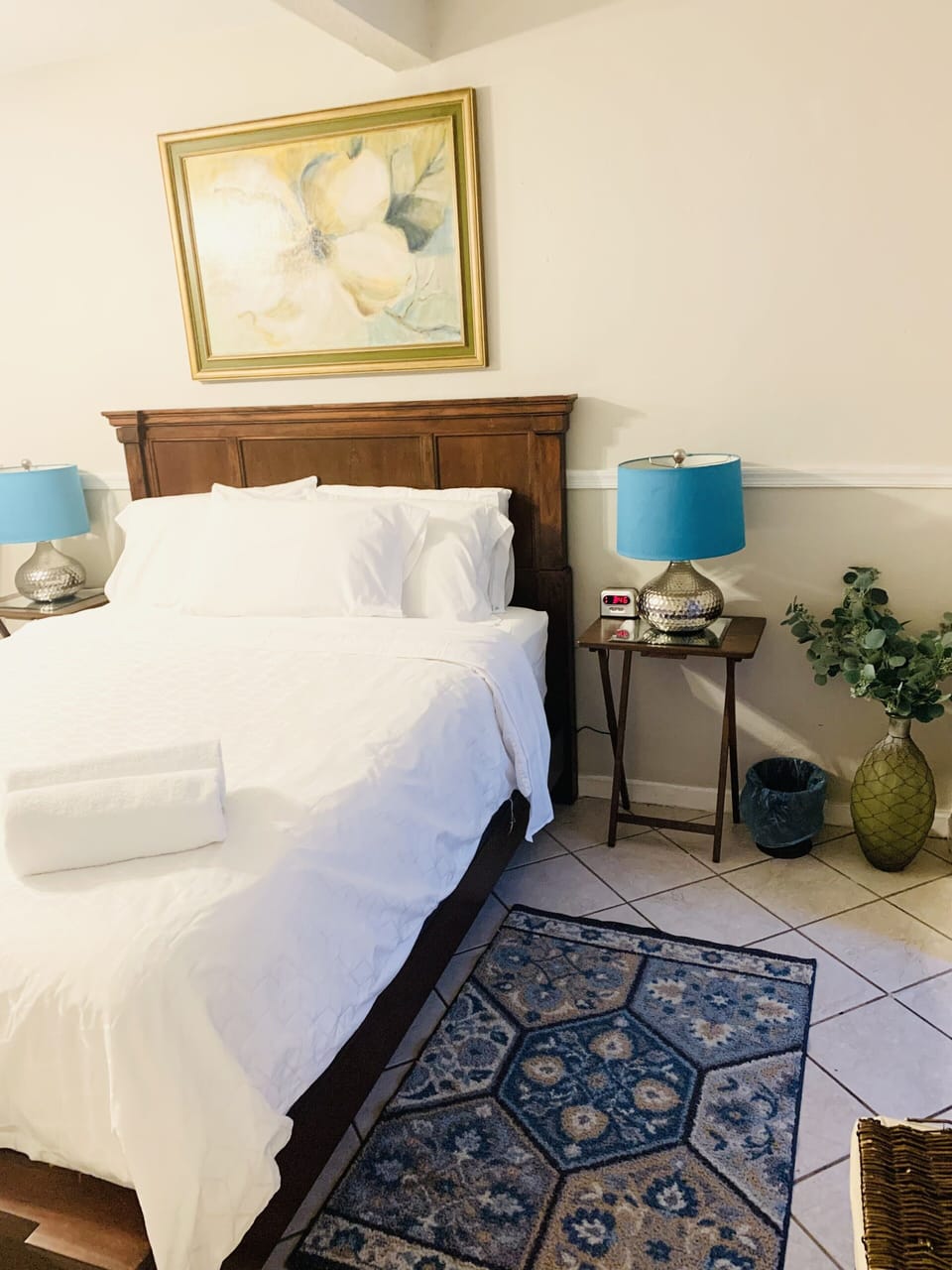 Bedroom area. Clock has two built in USB ports 