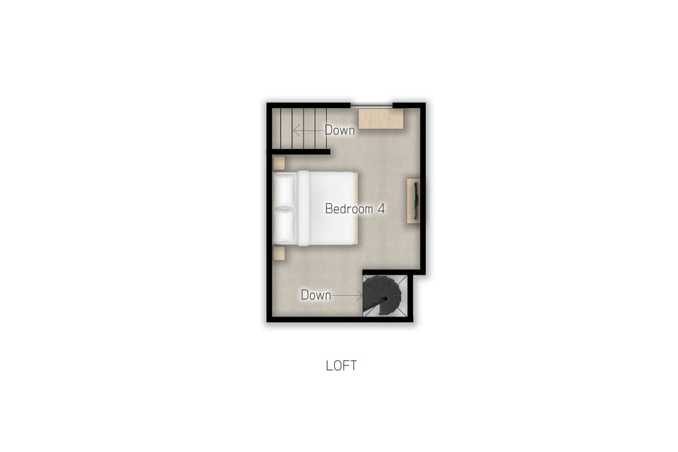The Loft is the top floor hideaway for those looking for privacy.