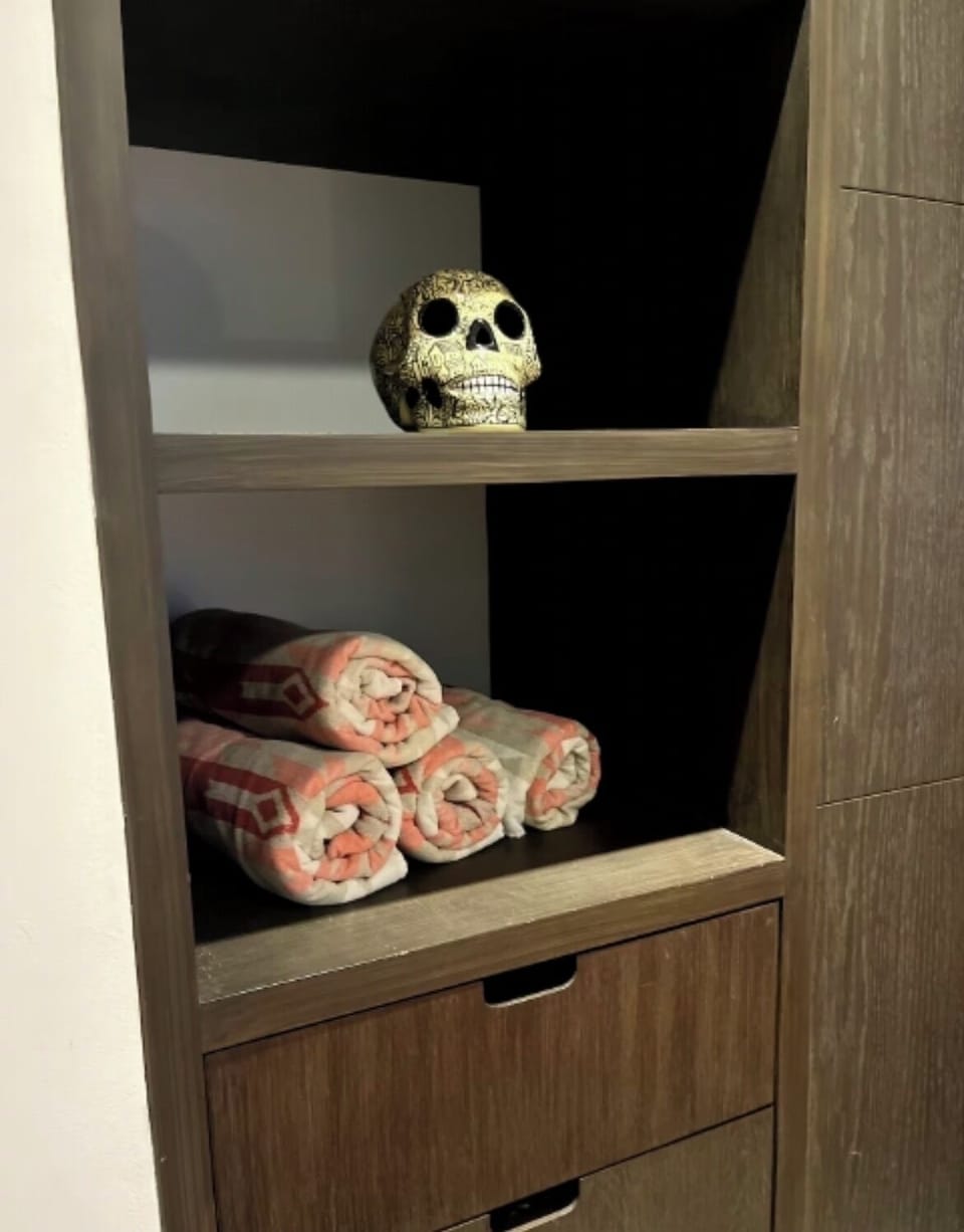 Closet in master bedroom with dresser drawers