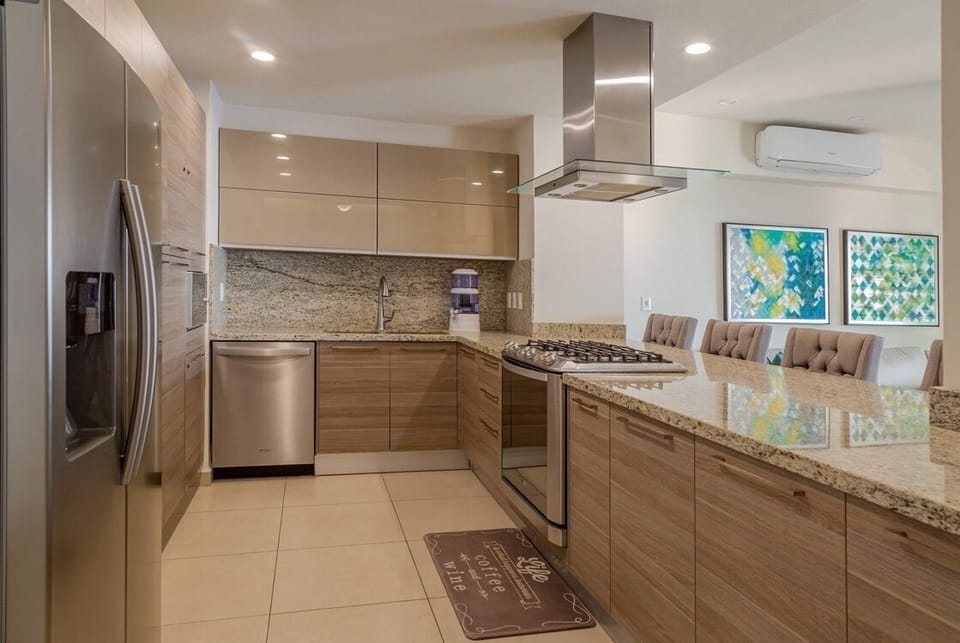 Remodelled kitchen. Enjoy magnificent ocean view while cooking for your family. 