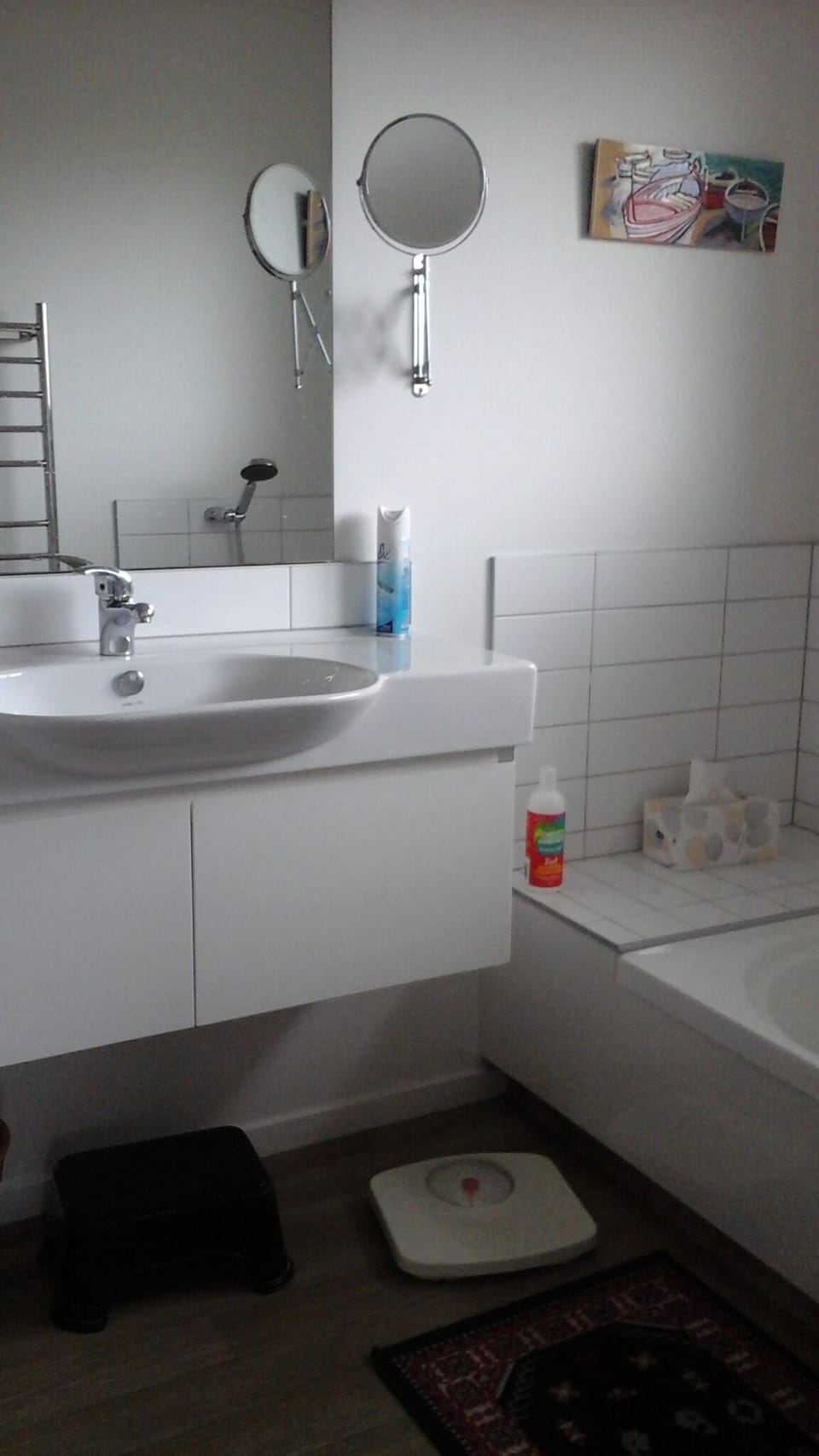 Modern bathroom with bath and roomy shower