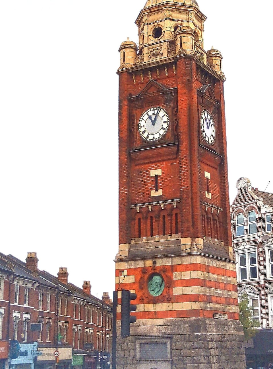 Crouch End Clocktower London N8 shopping precinct and London Transport 