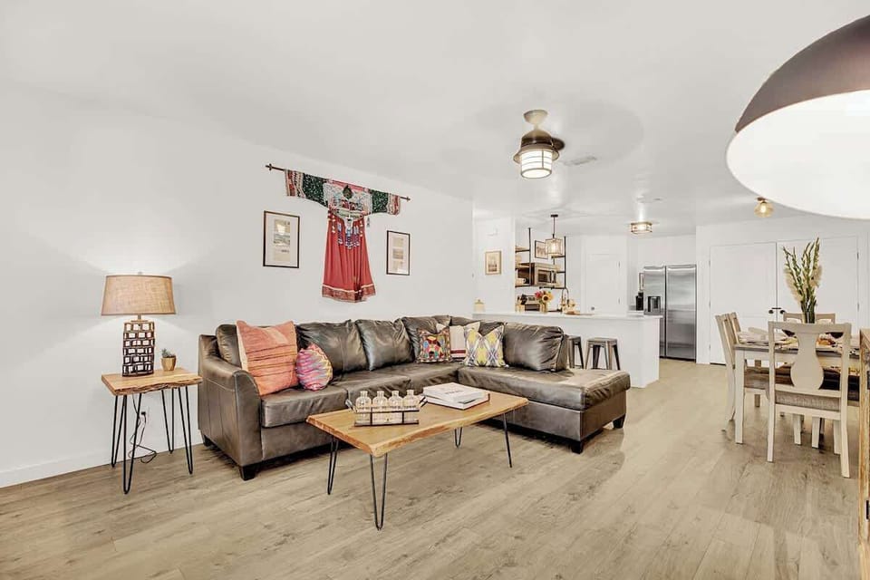 Cozy couch to spread out and watch your favorite show.