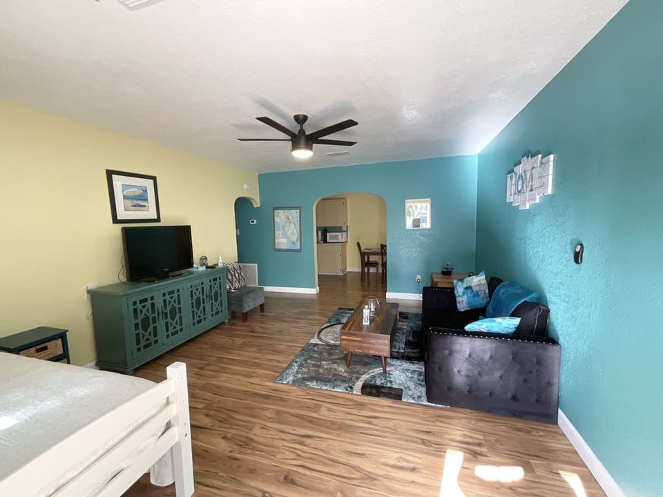 Brand new furniture, flooring, and paint on the walls. No typical motel smell.