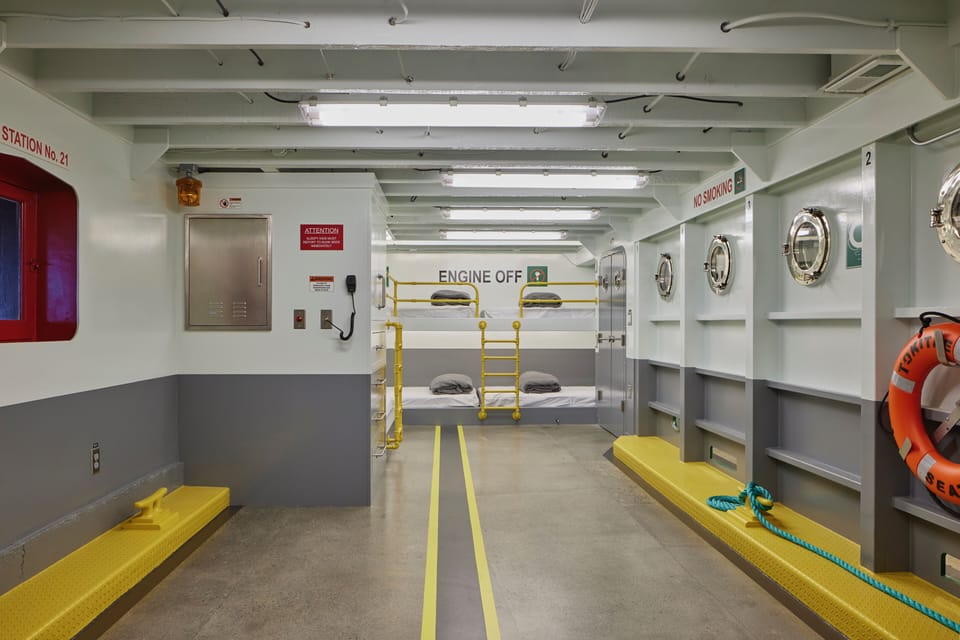 6 beds in this ferry bunk room
