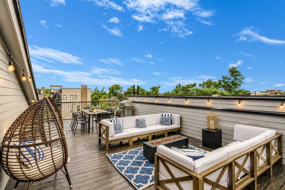 Unwind on the expansive rooftop patio complete with lounge seating and fresh air views.