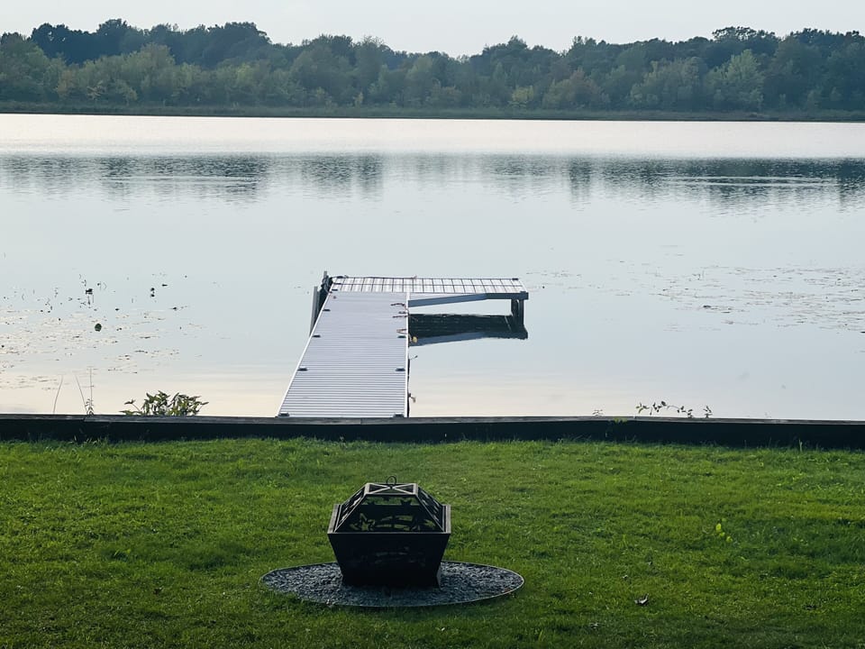 View of dock and firepit