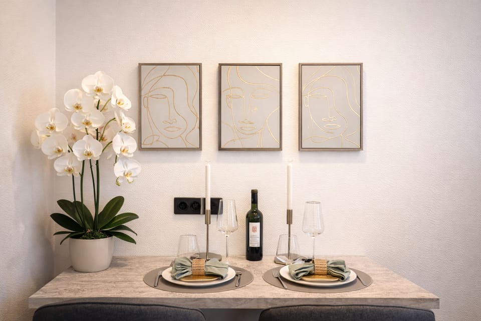 A table for two, perfect for dining or working.