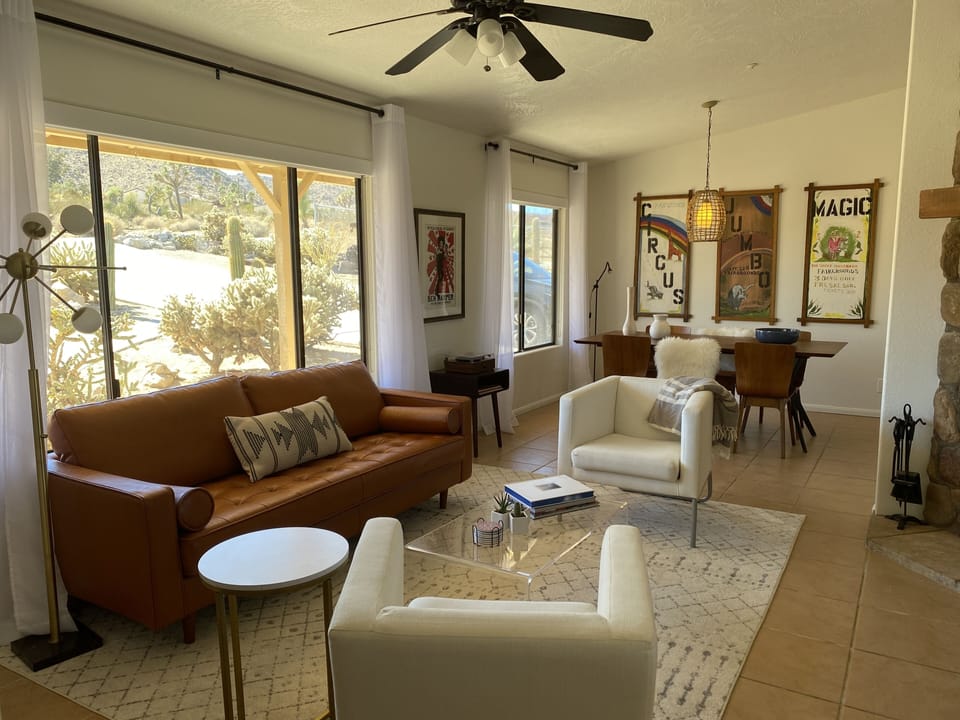 Living and Dining room with Fireplace