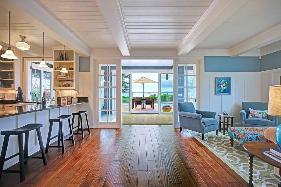 Well appointed kitchen with view of Puget Sound