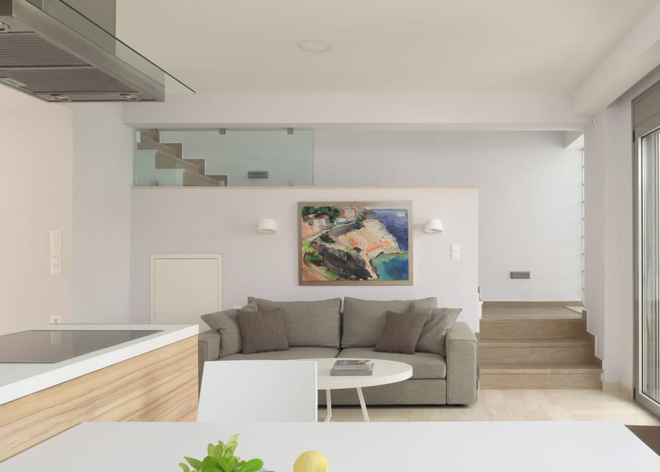 A still life artwork lounge area.