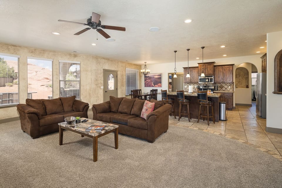 Bright, spacious living room with open concept