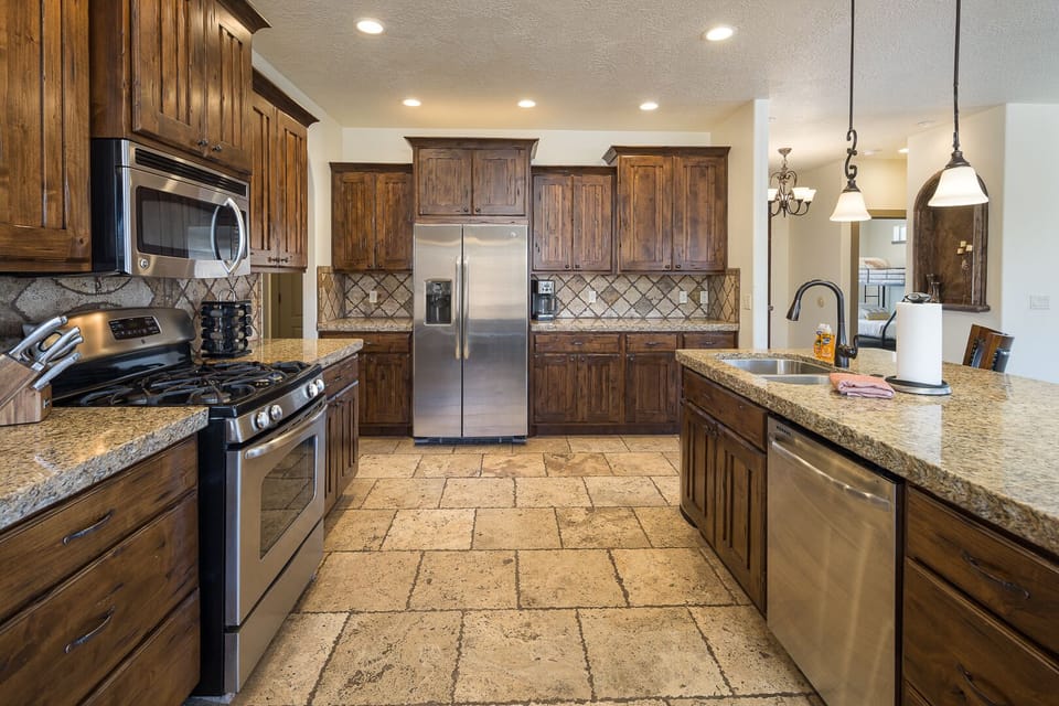 Fully stocked kitchen ready for you to prepare meals at home