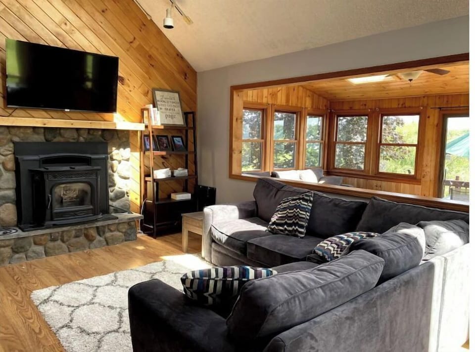 Cozy up around the Fireplace for a movie night! 