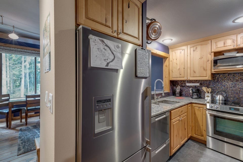 Indoors, Refrigerator, Kitchen, Rug, Hardwood