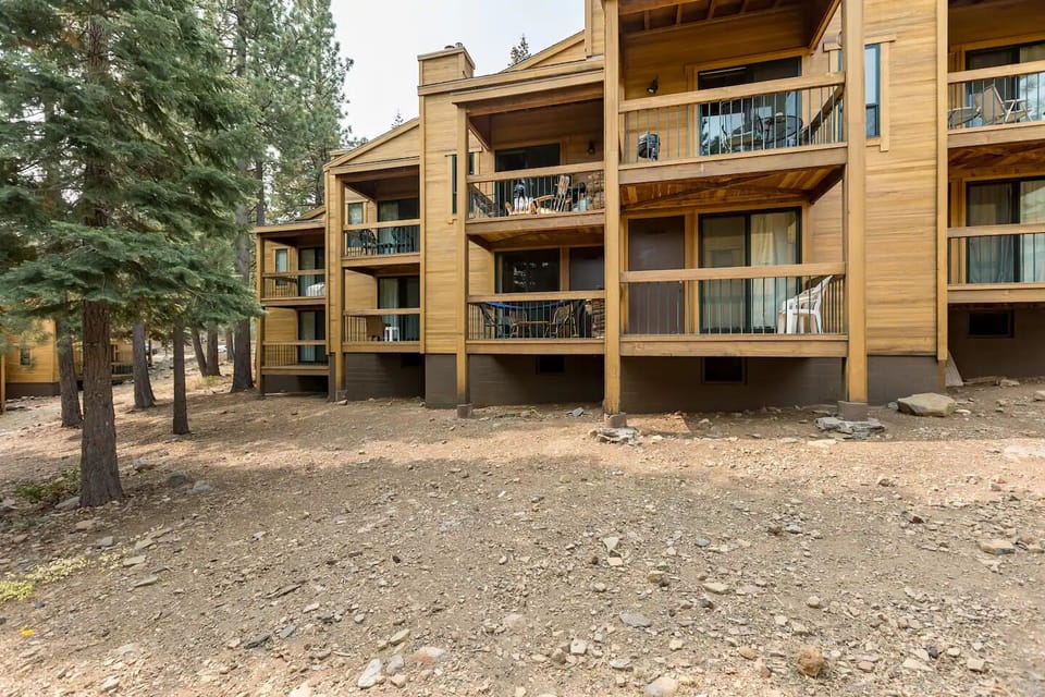 View of back of the condo and two balconies.