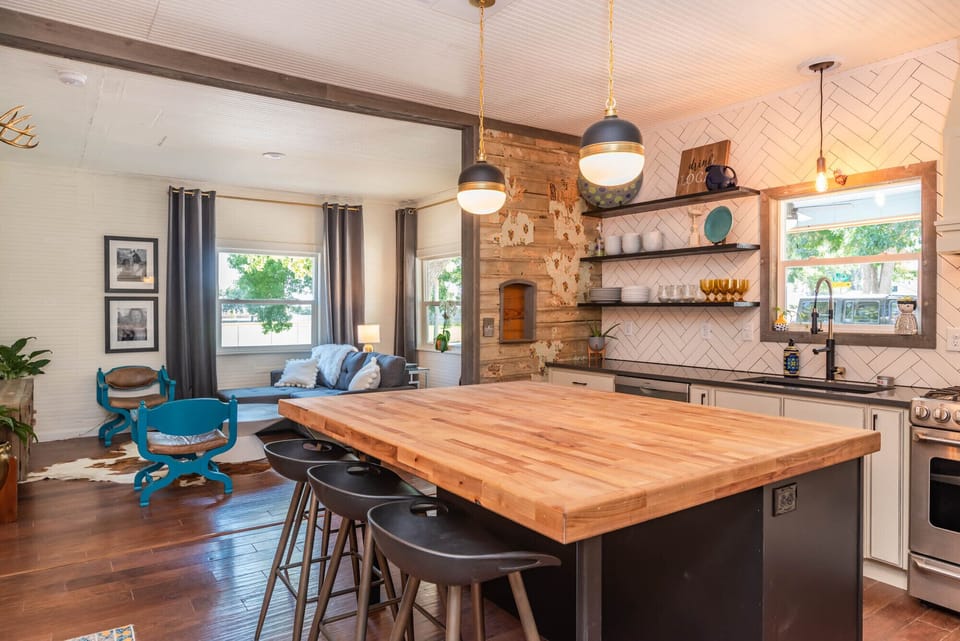 Expansive butcher block island