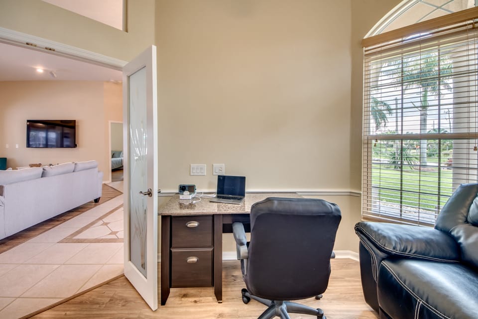 Den with desk