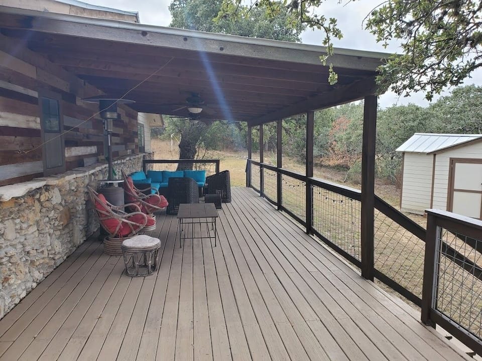 Covered area of wrap-around deck