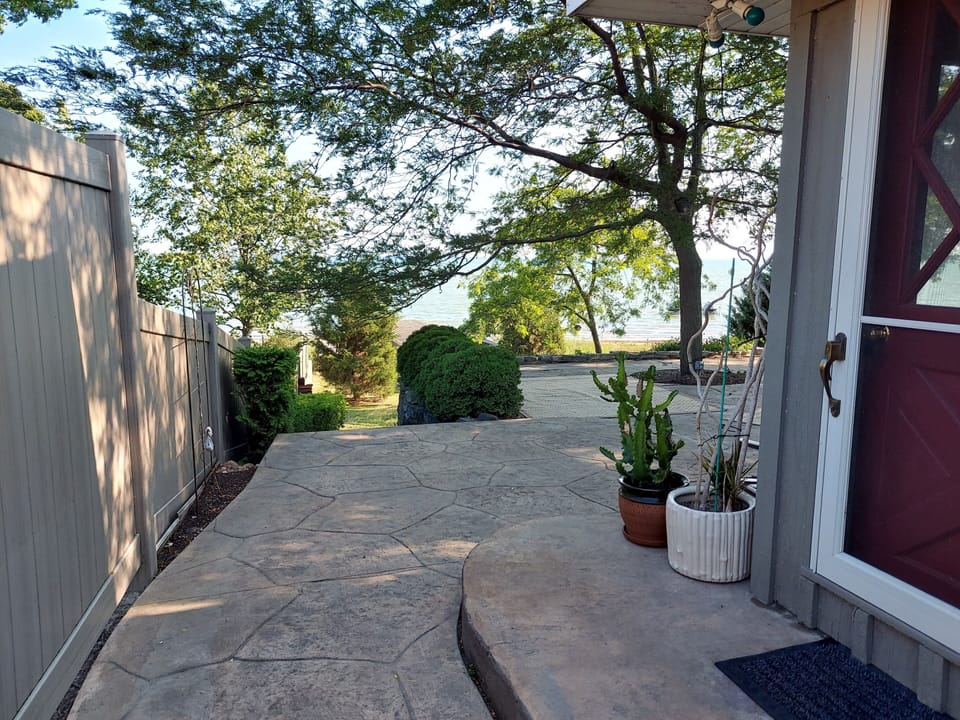 Walkway to patio and to beach