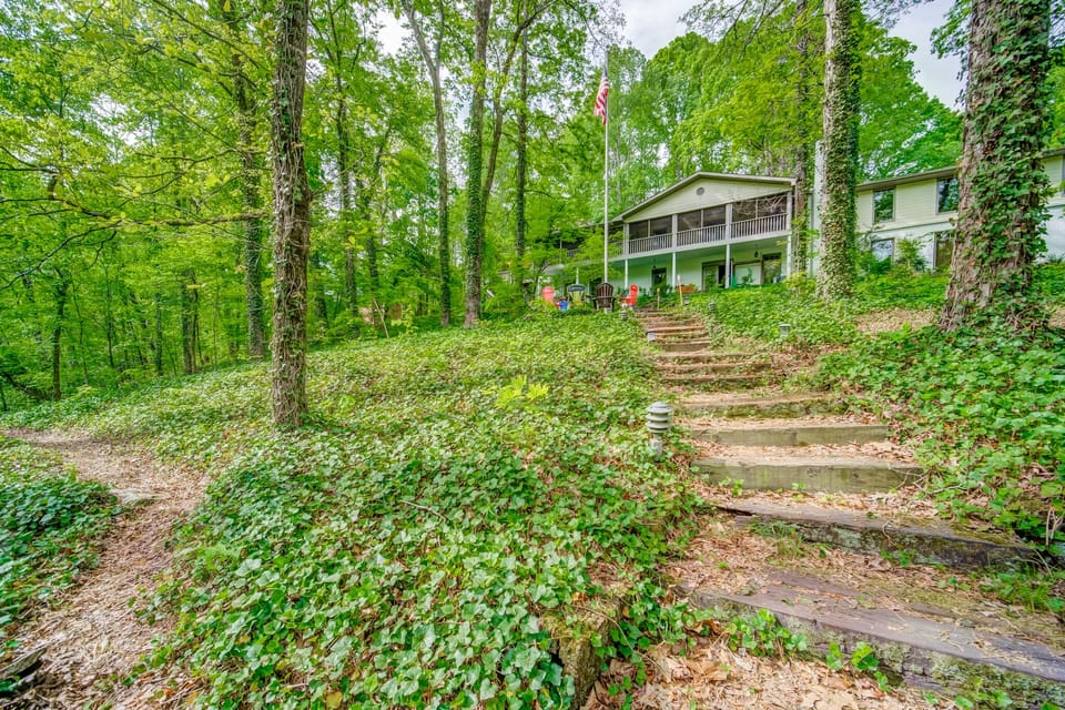The 7+ acres of forest has a number of hiking trails