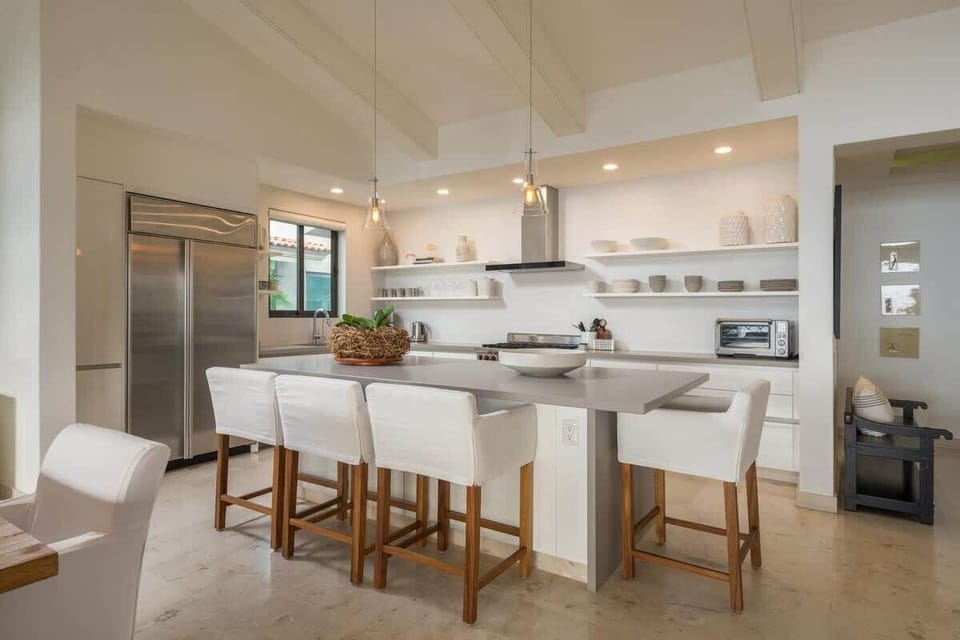 Spacious open-concept kitchen with island seating