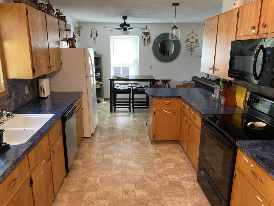 Spacious and fully stocked kitchen for cooking