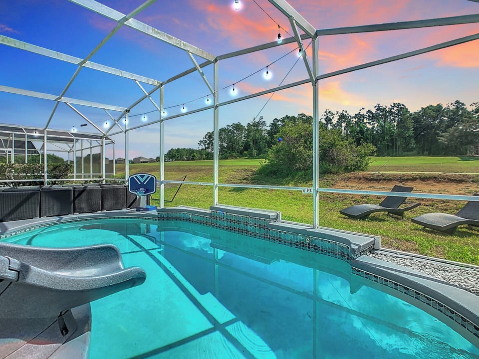 Exclusive Outdoor Oasis - Relax in our private pool with enchanting waterfalls and eclectic lighting. Play basketball with our pool basketball hoop, or slide down the water slide. Unwind in the hot tub and enjoy a fine glass of wine by the Fire Pit.
