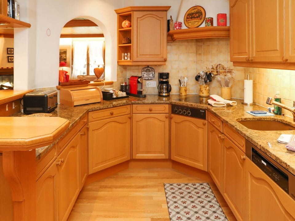 Cabinetry, Countertop, Kitchen Sink, Sink, Tap, Wood, Kitchen, Interior Design, Lighting, Flooring