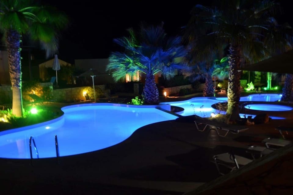 Communal pool at night