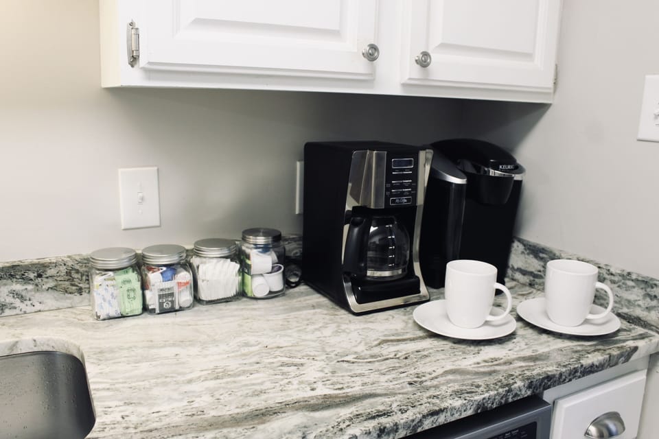 Keurig & Drip Coffee Maker w/ pods, creamer, sweetners, & filters to get started