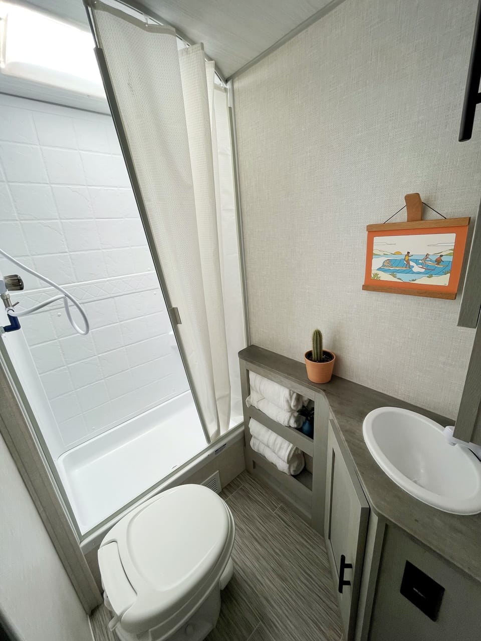 Bathroom with good sized shower. 