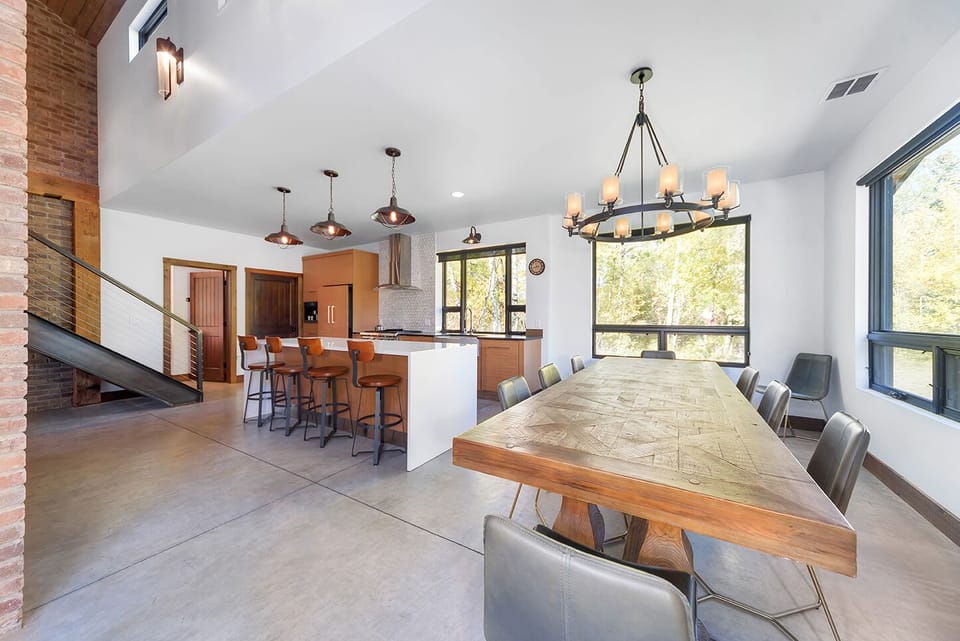 Spacious dining table that can seat up to 10
