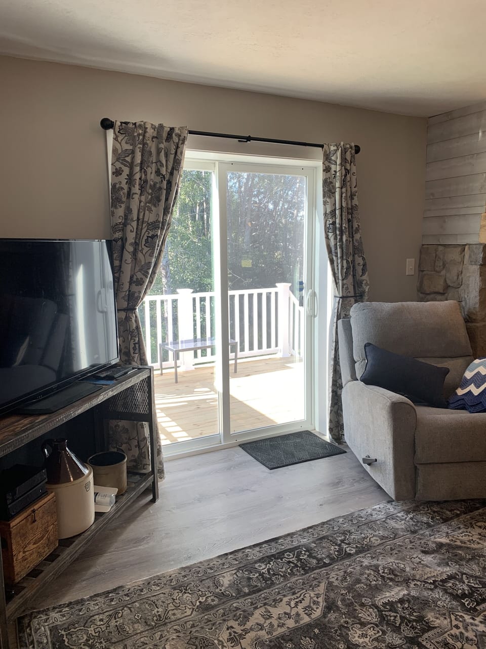 Deck outside living room patio door.