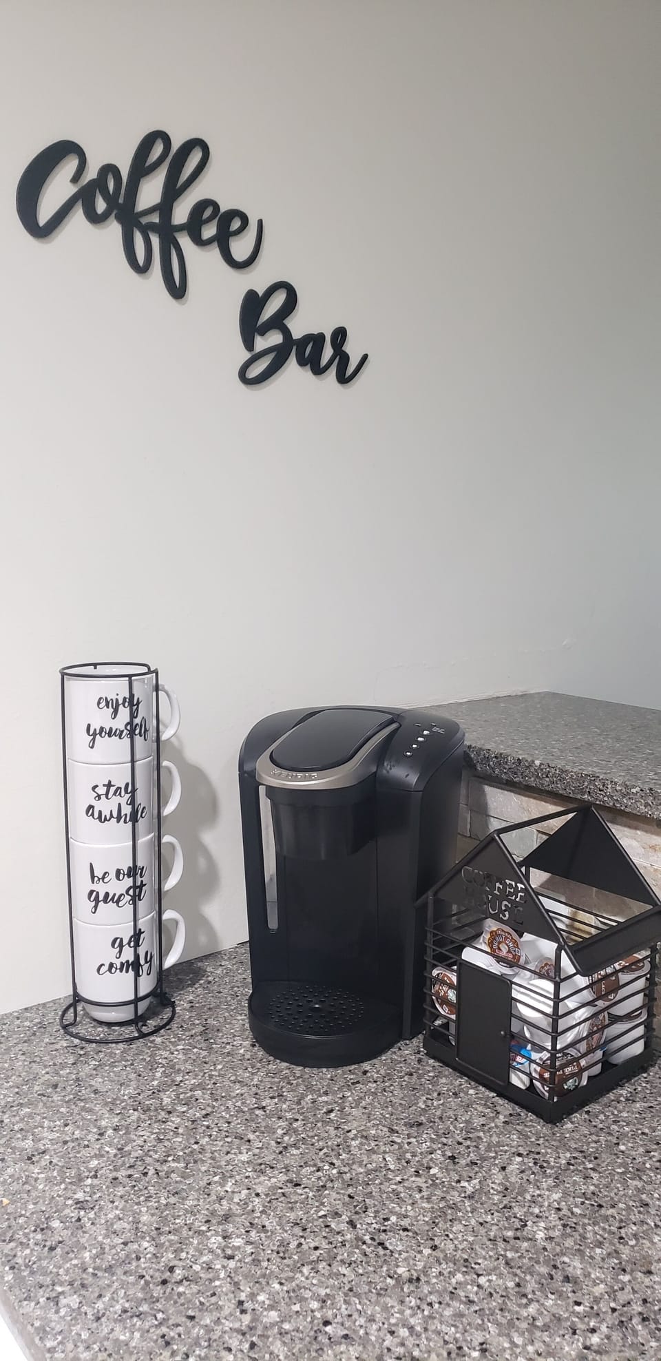 Coffee bar with coffee provided.