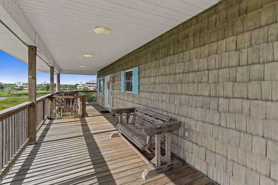 Spacious porch with great views of the Jourdan River