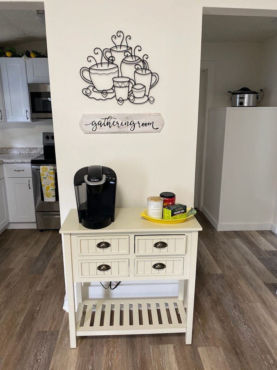 Coffee Bar with a Keurig for your morning cup of Joe. 