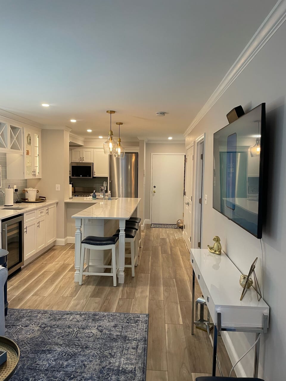 View from living room to kitchen
