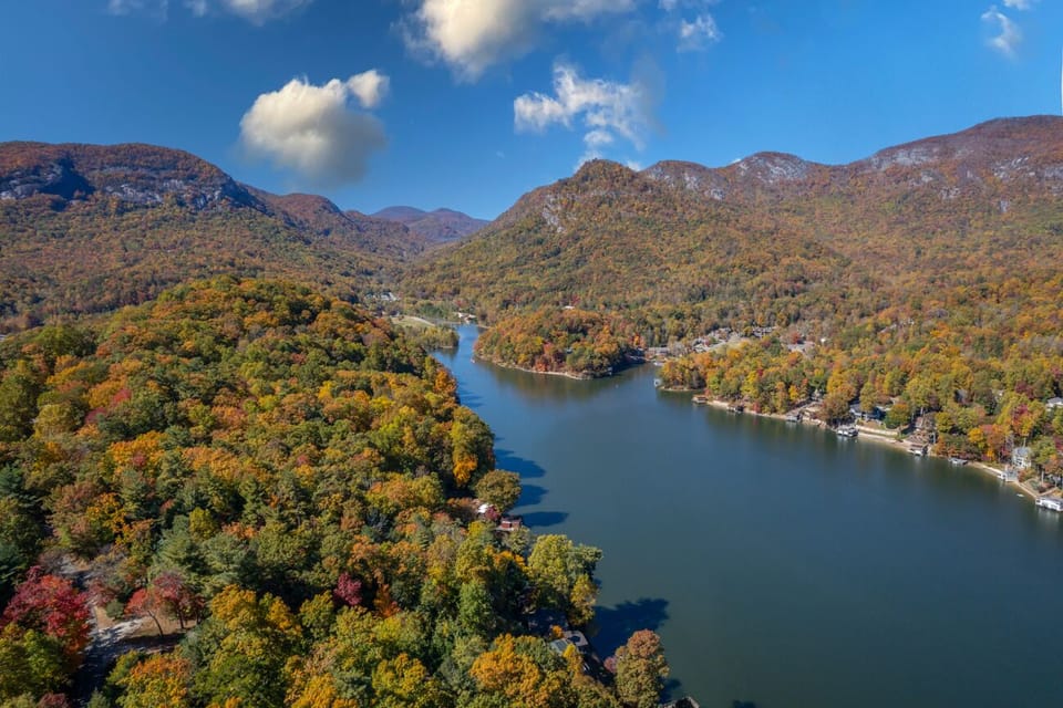 Aerial views of the mountains.