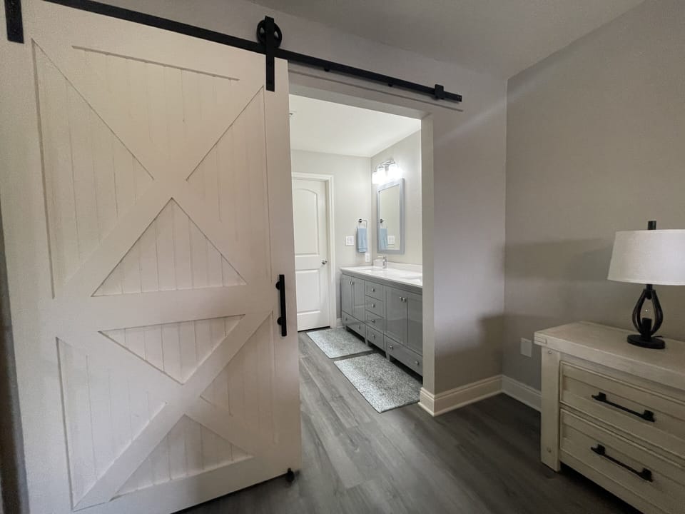 Barn door into Master Bathroom