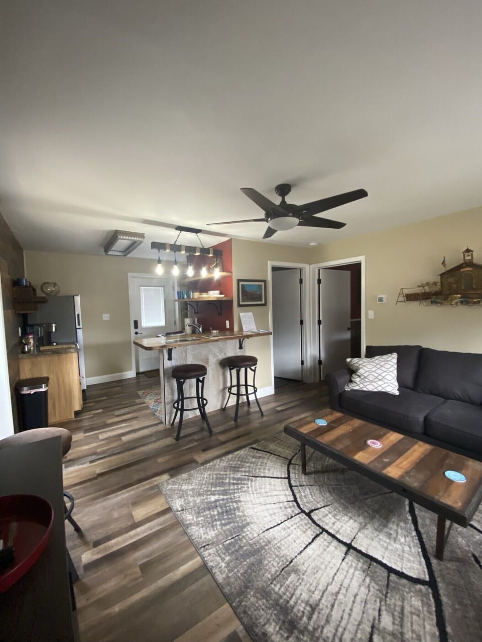 Pullout sofa bed when needed.  