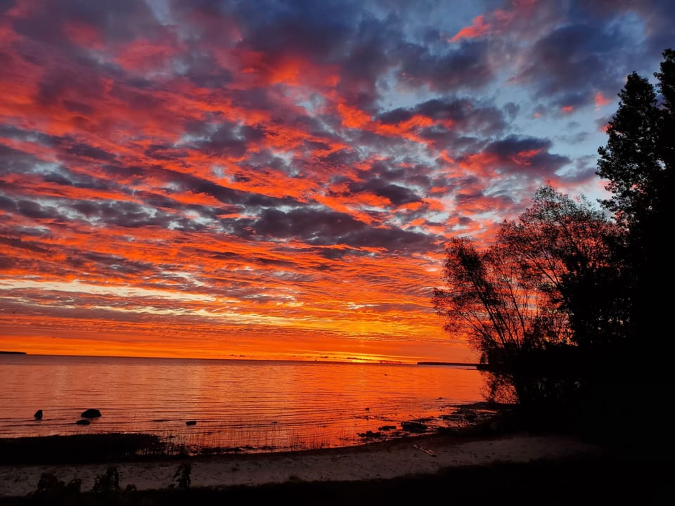 Morning sunrise viewed from the deck.