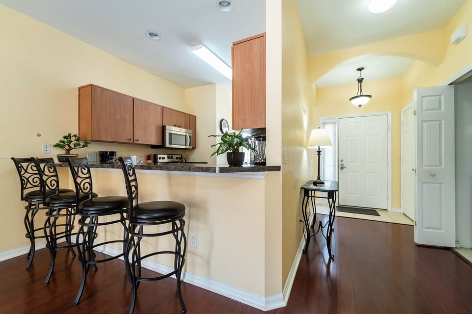 Kitchen with bar seating for 4